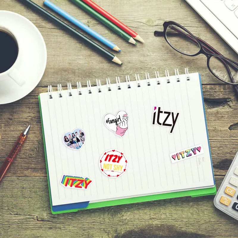 

50Pcs/Set ITZY PVC Decal Waterproof suitcase laptop Stickers Stickers For Skateboard Fridge Guitar Laptop Luggage Anime Sticker