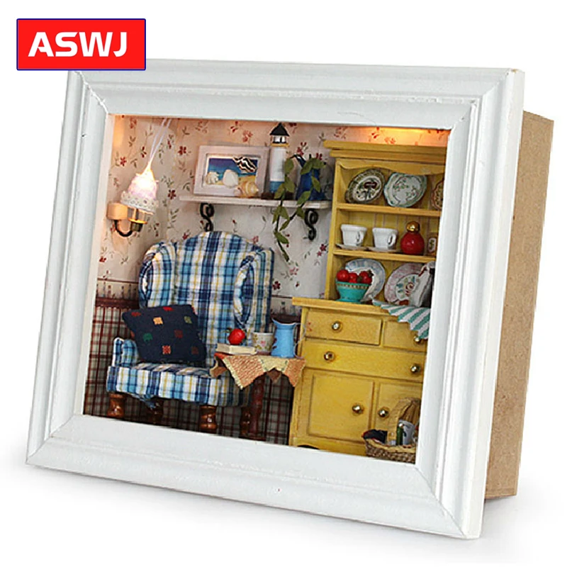 Кукольный домик сделай сам миниатюрная рамка с мебелью строительные комплекты деревянный кукольный