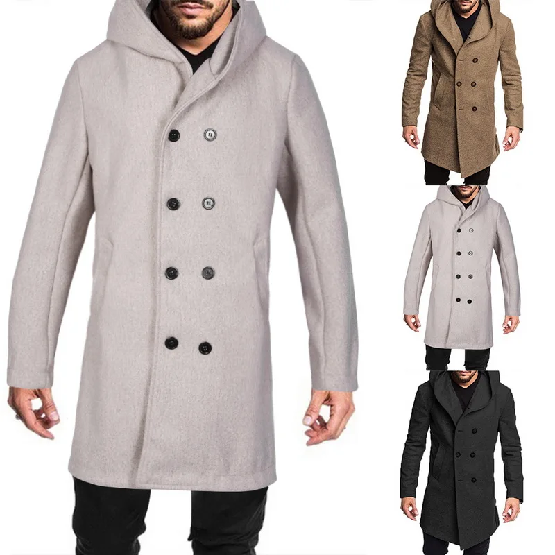 Новые зимние теплые тренчи для мужчин повседневные тонкие длинные куртки с