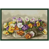 a pot of pansy flowers patterns counted cross stitch 11ct 14ct 18ct diy chinese cross stitch kits embroidery needlework sets