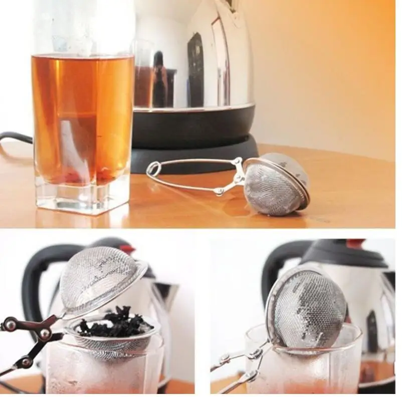 

200PCS/LOT Tea Infuser Stainless Steel Sphere Mesh Tea Strainer Coffee Herb Spice Filter Diffuser Handle Tea Ball