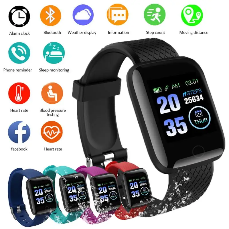 

Newest IP67 Waterproof Bracelet 116plus Smart Bracelet Men Women Heart Rate Blood Pressure Monitor Color Screen Sport Pedometers