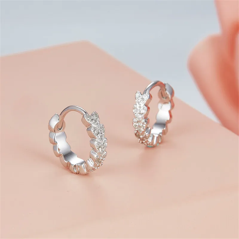 Женские серьги кольца из серебра 925 пробы с цирконом|Серьги-кольца| |