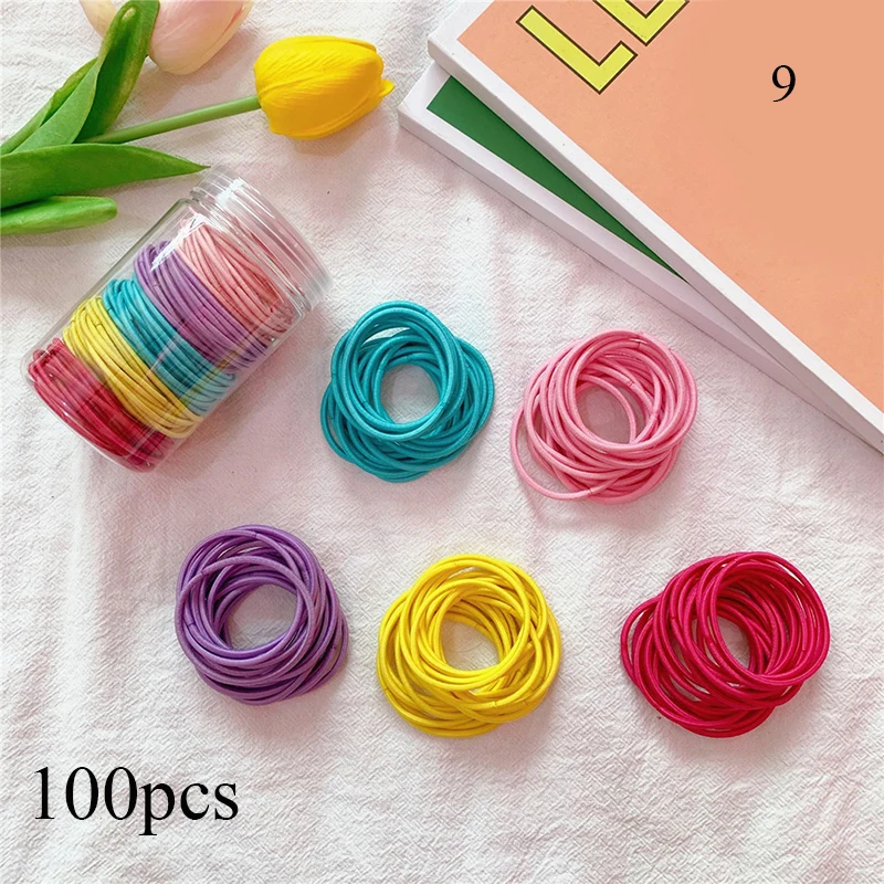 

100 шт./компл. 4 см эластичные резинки для волос, милые красочные резинки для хвоста, милые резинки для девочек, резинки, Детские аксессуары для...