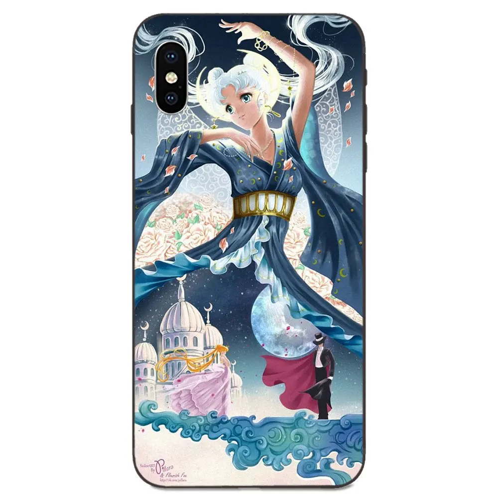 Чехол Sailor Moon для Xiaomi Redmi Mi Note 2 3S 8 9 Lite SE Pro черный мягкий силиконовый чехол из ТПУ |