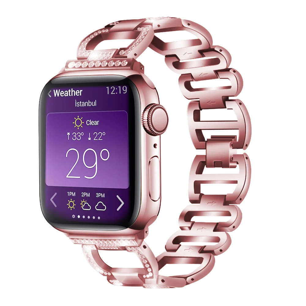 Ремешок из нержавеющей стали для Apple watch 38 мм 42 мм 40 мм 44 мм для iWatch, браслет серии 5 4 3 2 1, женский ремешок для часов, аксессуары