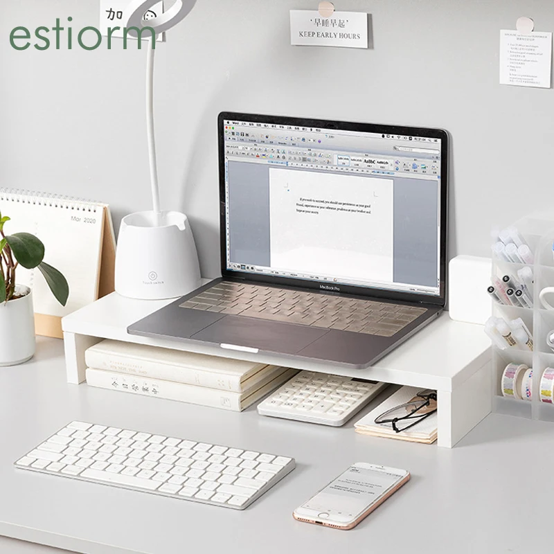 

Wood Monitor Stand Riser,Office Bedroom Monitor Stand For Computer Laptop iMac PC Printer, Wooden Desktop Desk Storage Organizer