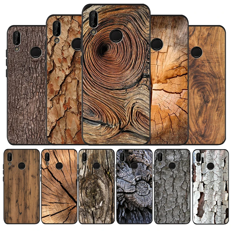Черный силиконовый мягкий чехол с текстурой дерева для телефона Huawei 40 30 20 10 9 Lite Pro