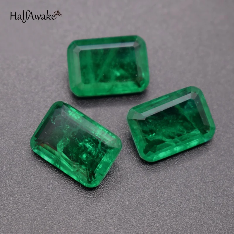 Emerald Princess Square  Ring Pendant European And American Emerald Loose Stone Charm Jewelry Making Women Jewelry  Men's Charms