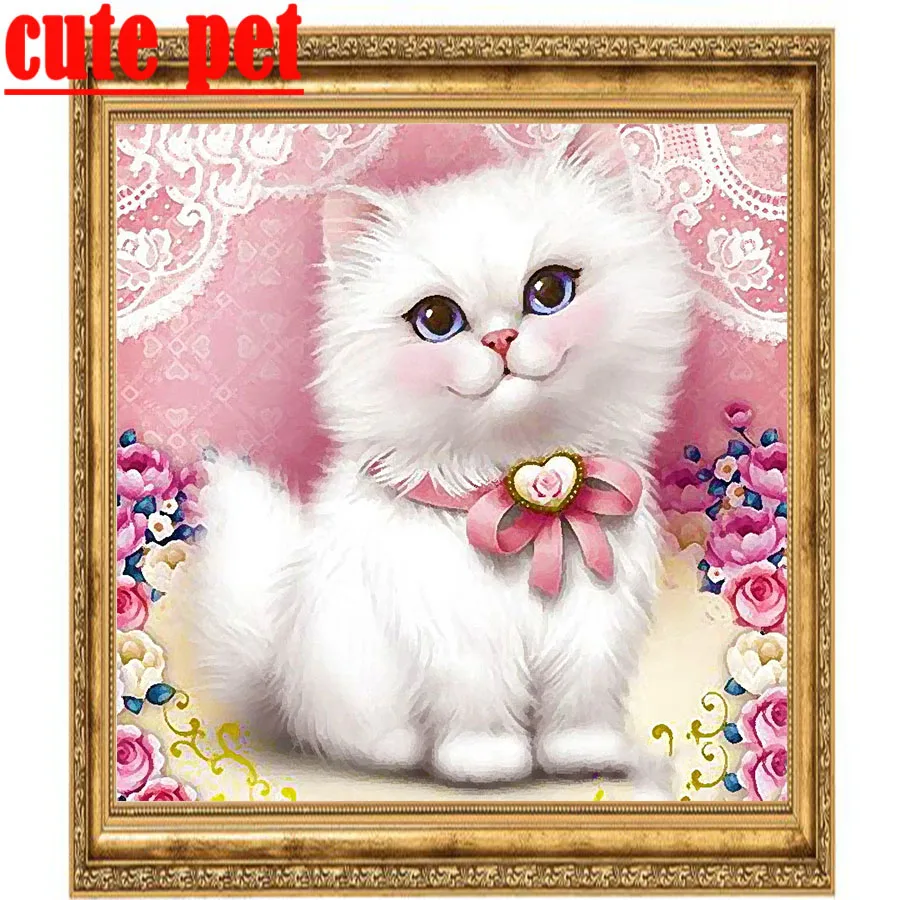 

Набор для алмазной вышивки «сделай сам», круглая квадратная мозаика с имбирным котом, спаниель, вышивка крестиком, украшение для дома, подарок, «сделай сам»