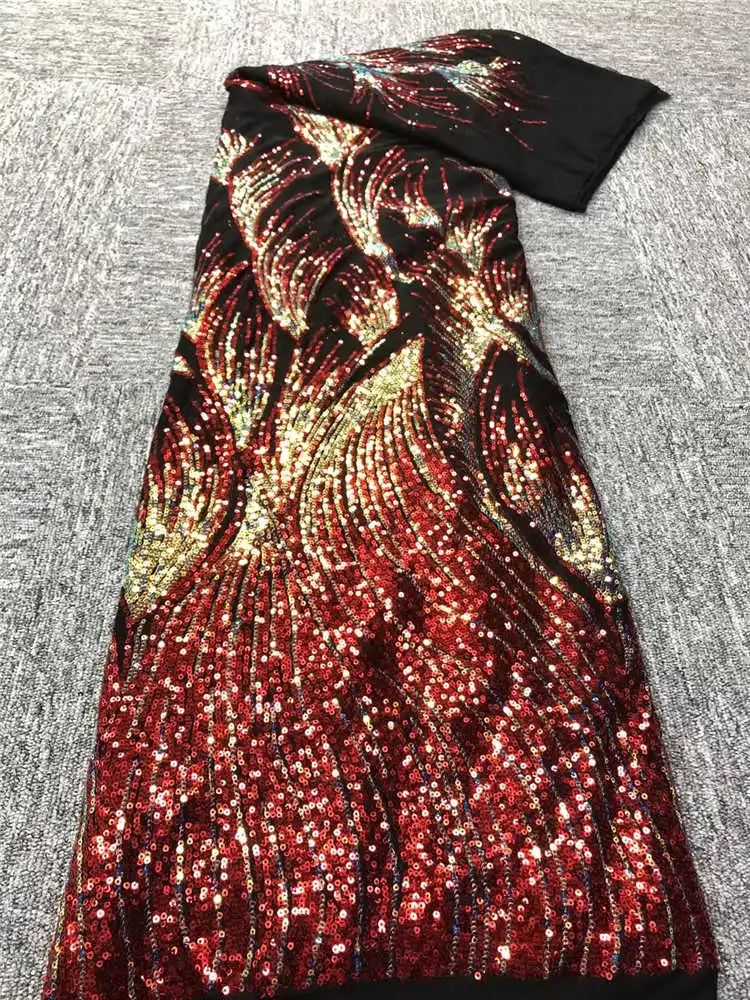 

High Quality Elegant Embroidery Sequin Fabric Classic Latest Tulle Lace Fabric for Party Evening Dress NN589_D