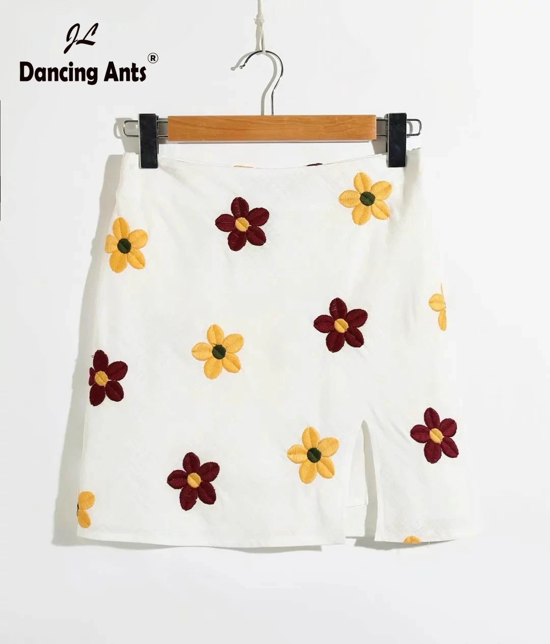 Юбка трапеция Женская выше колена с высокой талией и цветочным принтом|Женские
