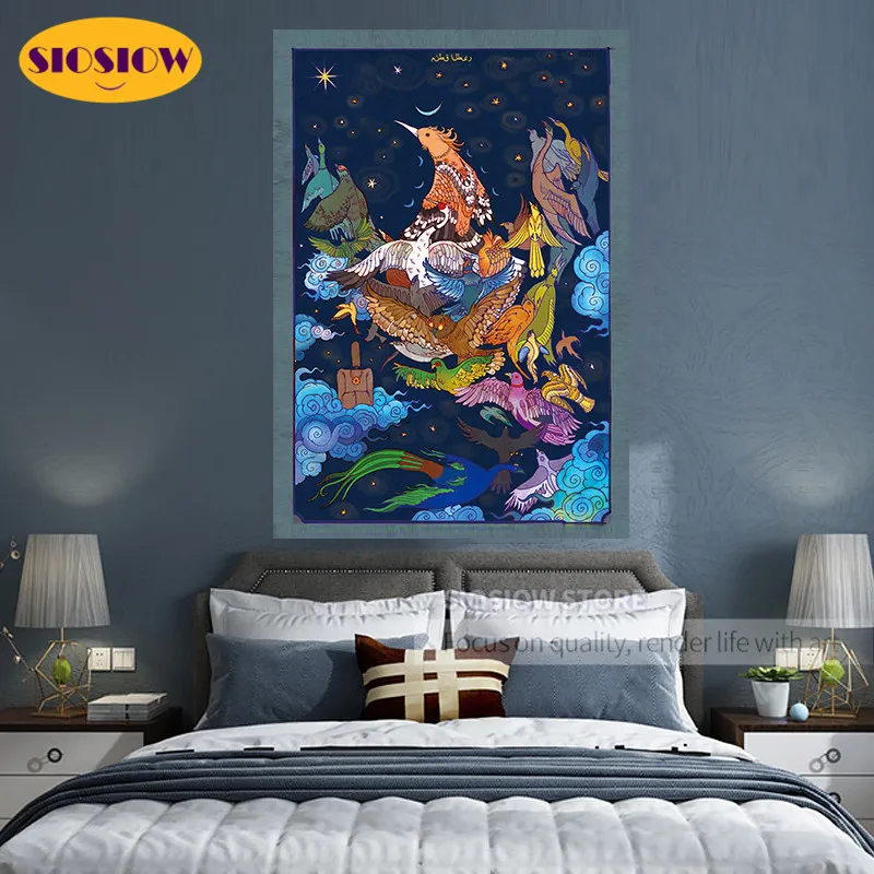 Full Drill 5D DIY Diamond Painting Japanese Ukiyoe Bird Phoenix Square 3D Daimond Mosaic Cross-stitch Kits Embroidery Decor Home | Дом и сад