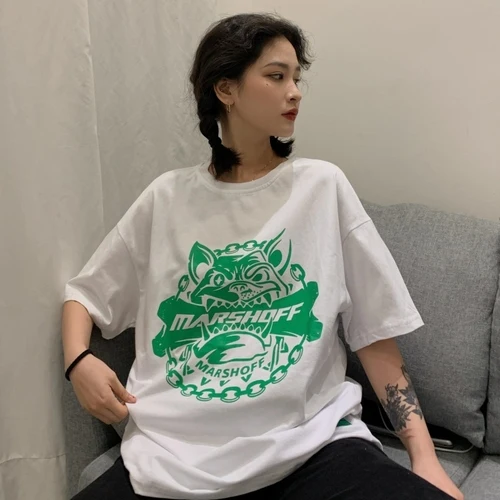 Простые повседневные свободные модные Универсальные женские футболки с