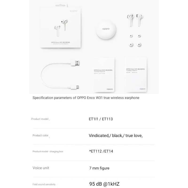 

OPPO Enco W31 Original TWS Earphones Bluetooth Waterproof Headsets For Apple Huawei Xiaomi OPPO