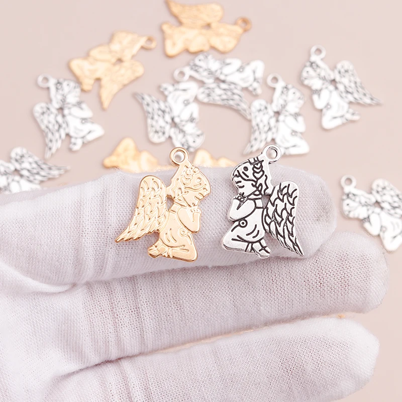 

15pcs 25x17mm Metal Alloy Wings Cupid Angel Pendants Charms for DIY Bracelets Necklaces Handmade Finding