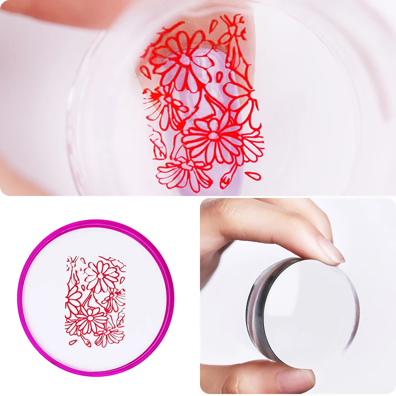 NICOLE DIARY Nail Art шаблоны чистые прозрачные силиконовые пластины для штамповки ногтей скребок с крышкой прозрачный штамп для ногтей Art
