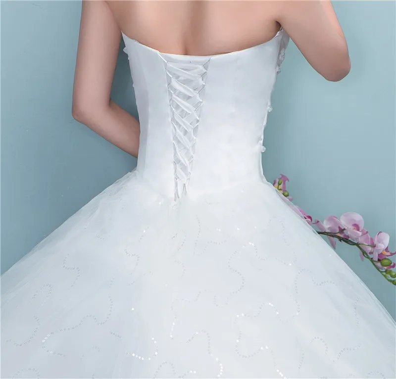 Vivian's Bridal без бретелек Кристалл цветок украшение женское свадебное платье Белый Королевский поезд обратно кружева Многоуровневое свадебное платье