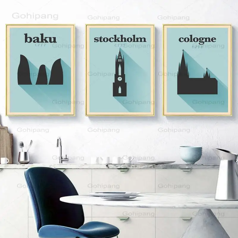 

Canvas Painting Travel City Posters and Prints Retro Poster for Living Room Modular Pictures Nordic Decoration Home Wall Decor