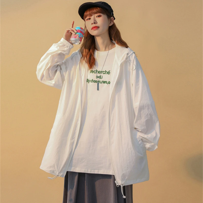 

Women Jacket Summer Sun Protection Clothing Women's Coat Casual Loose Bomber Jacket Solid Jackets For Women 2021 New Korean