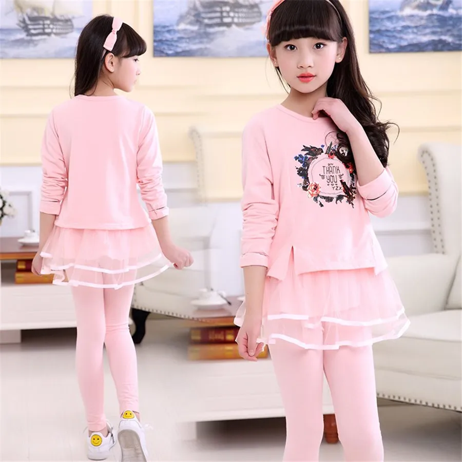 Комплект одежды для маленьких девочек топ с длинными рукавами и оборками