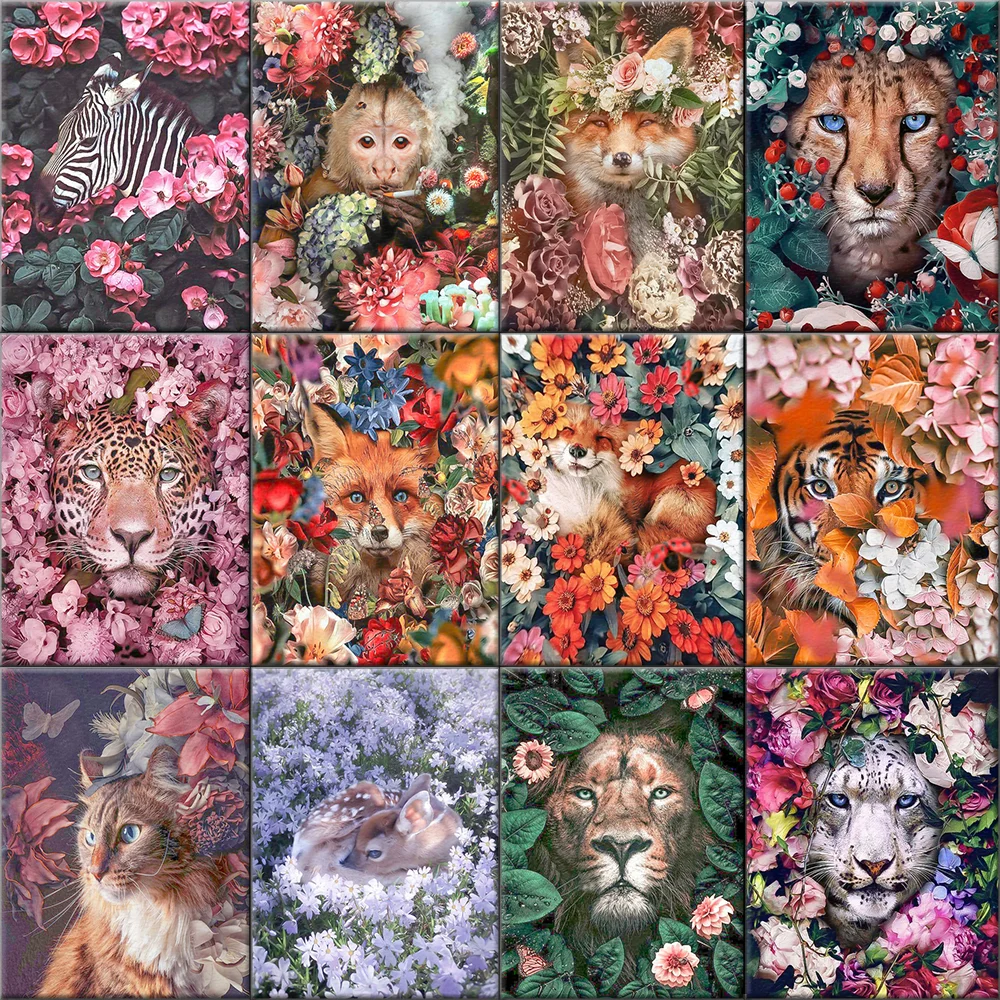 

Oil Painting Flower Animal Pictures By Numbers On Canvas Animal Wall Pictures Art For Living Room Home Decoration