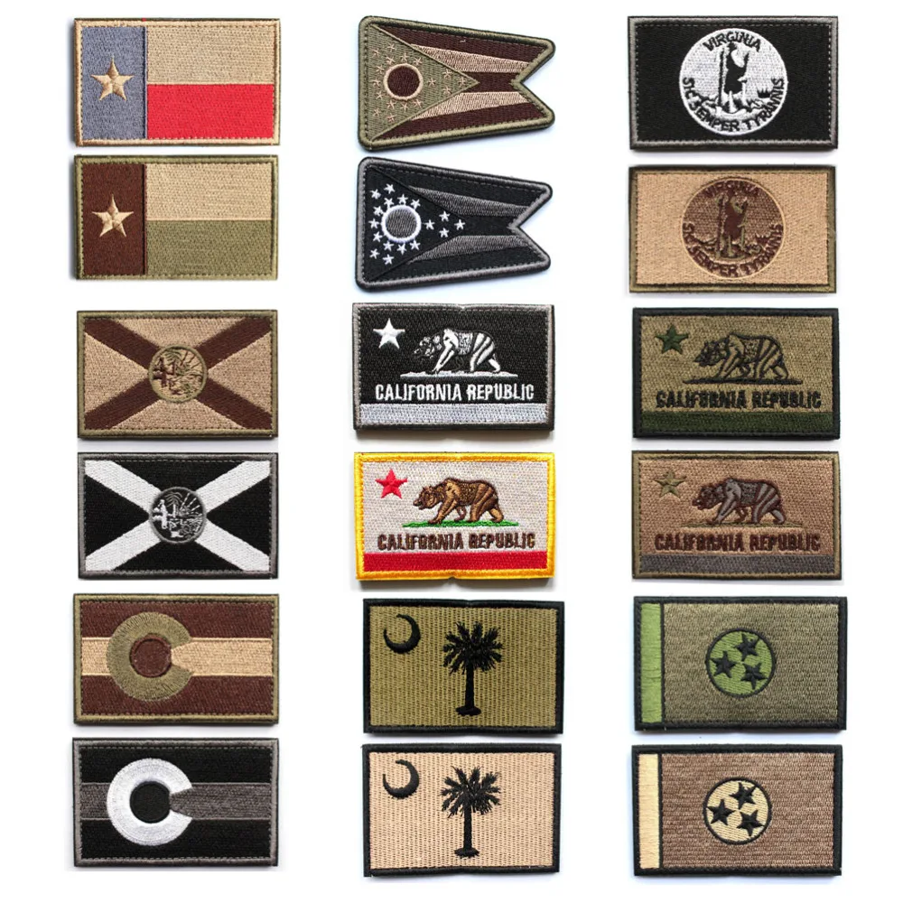 2 шт./упаковка нашивки с флагом США Техас Огайо Вирджиния Флорида Калифорния