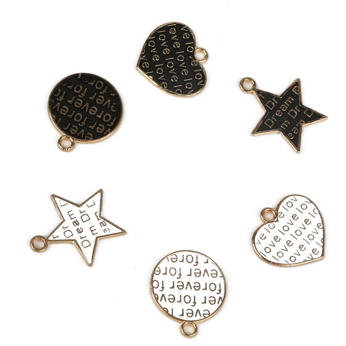 Модная Звезда/Сердце/круглая черная белая надпись FOREVER металлический сплав