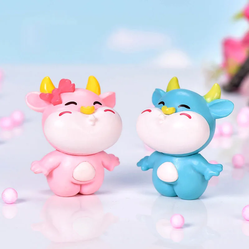 2 шт./лот с мультяшными изображениями влюбленных корова синего розового цвета