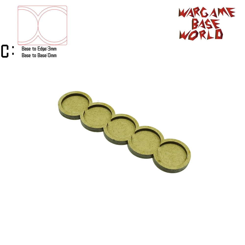 edge3basetobase0 Wargame Base World- Movement Tray- 5 round 25mm- Line Shape MDF - Цвет: edge3basetobase0