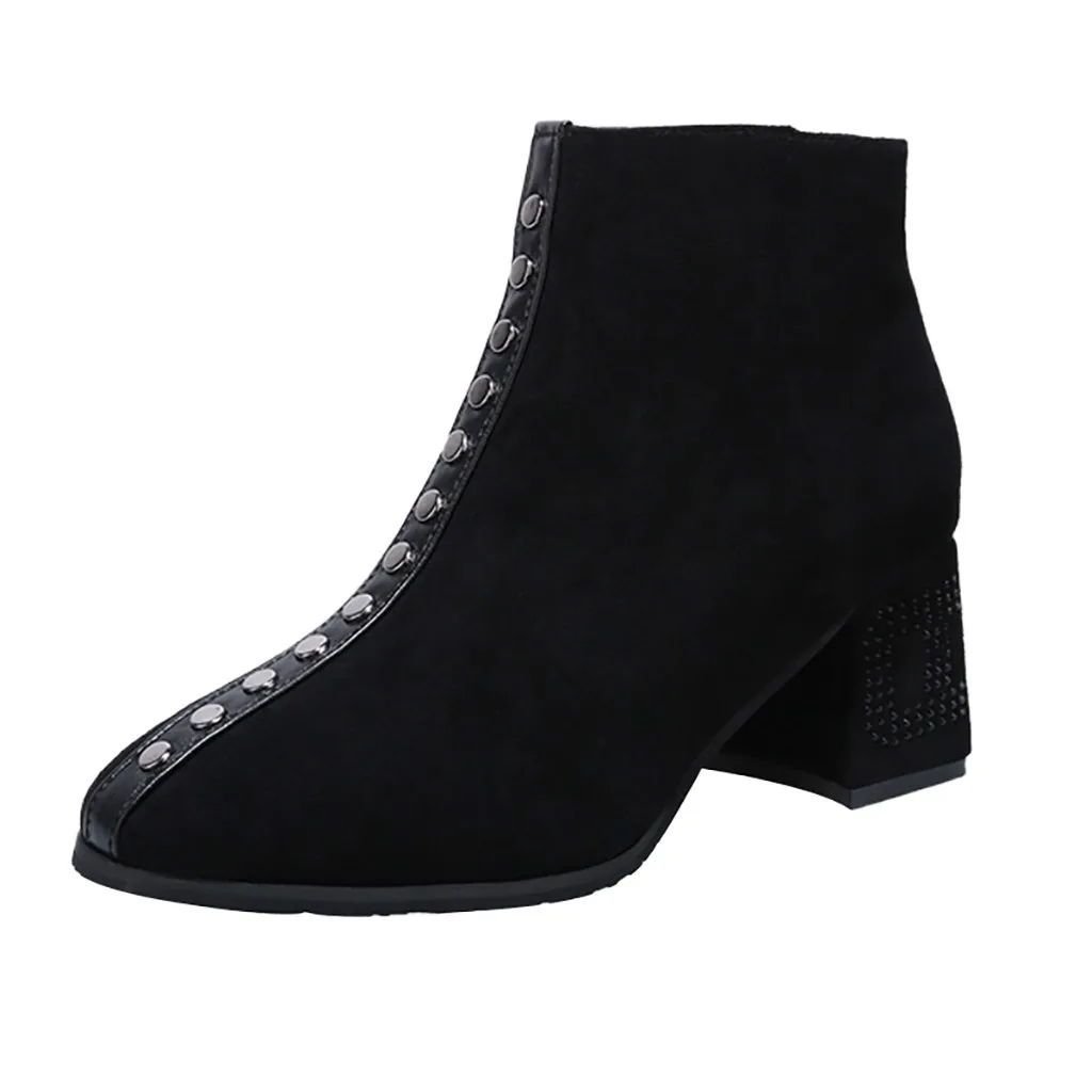 Женские замшевые ботильоны для женщин зимние сапоги элегантные на среднем