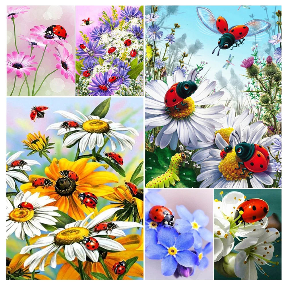 

5D DIY Diamond Painting Ladybug Full Drill Mosaic Embroidery Gift Cross Stitch Kit Rhinestone Home Decor Flower Art Picture Wall