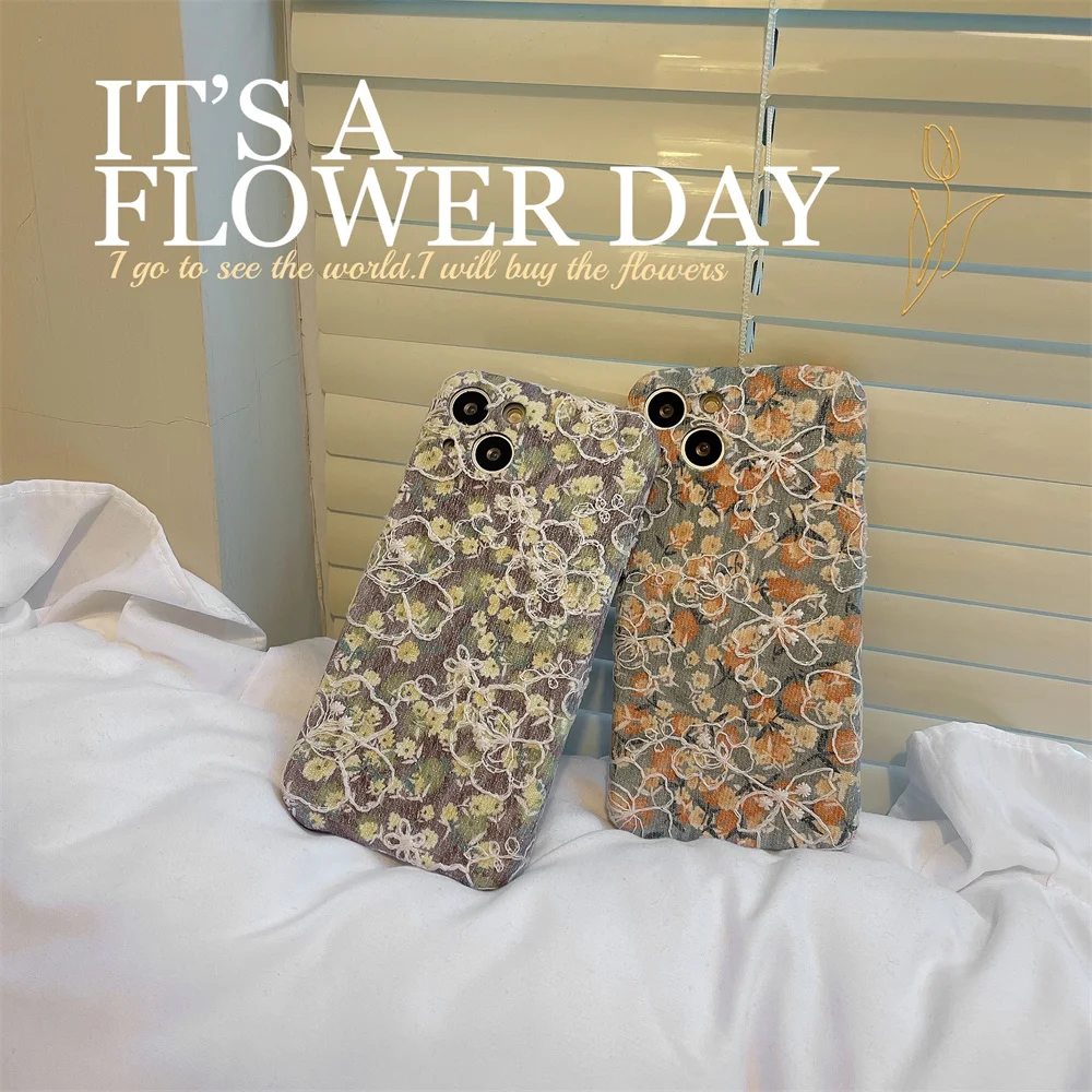 

luxury Vintage flowers Pattern Patch Phone Case For iPhone 12 13 Pro Max 7 8 Plus 11 XS Max XR X SE Soft TPU Back Cover Fundas