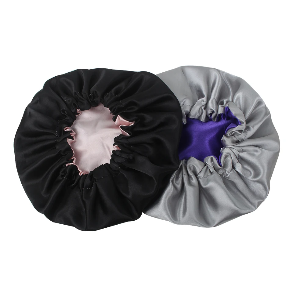 

Customized logo child baby satin silk hair protect sleeping cap bonnet double layer cap 4-12 years old Luxury baby bonnet