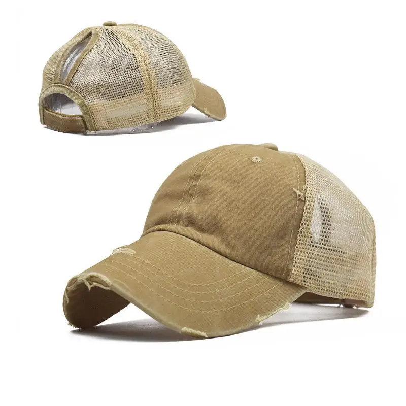 8 High Ponytail Adjustable Baseball Cap Mesh Trucker Baseball Hat Washed Baseball Cap Ponytail Hats For Men Women Multicolor - Цвет: 8