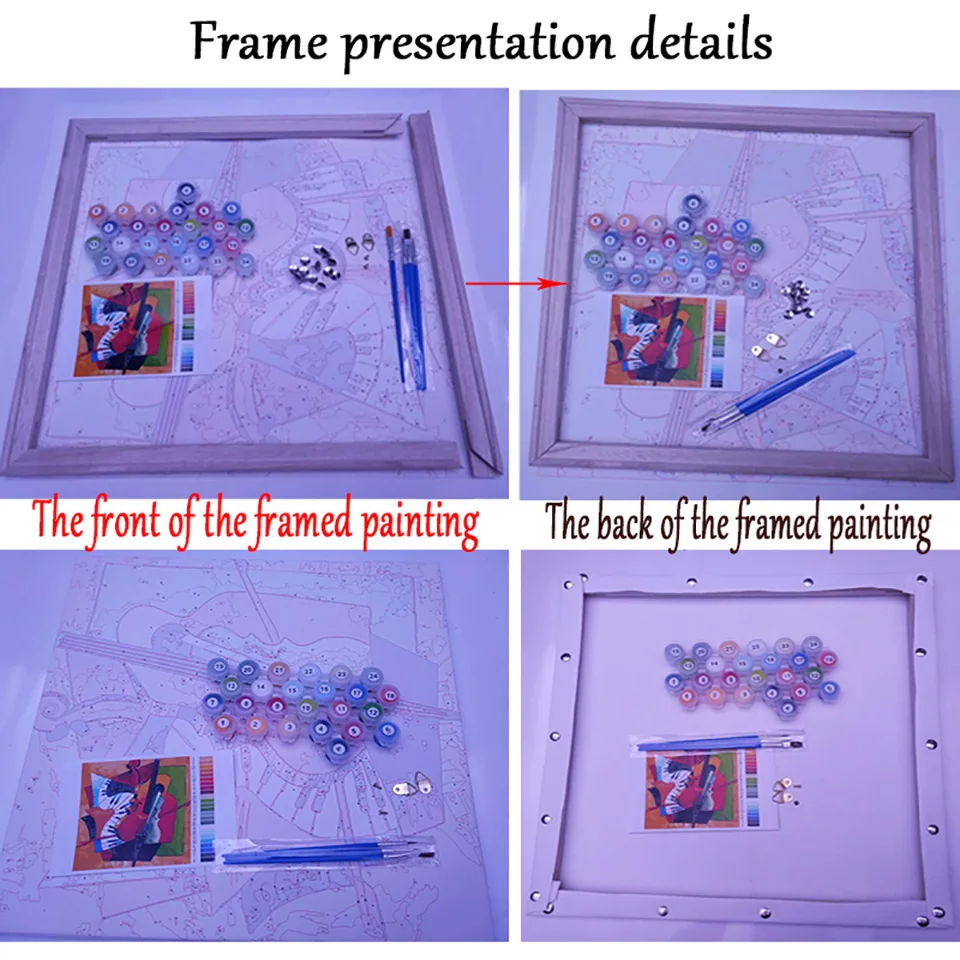 DIY colorings pictures by numbers with colors Square yellow sponge picture drawing painting framed Home | Дом и сад