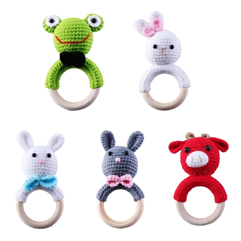 Baby Wooden Teether Crochet Giraffe Rattle Toy BPA Free Wood Rodent Mobile Gym Custom logo Educational Toys | Мать и ребенок