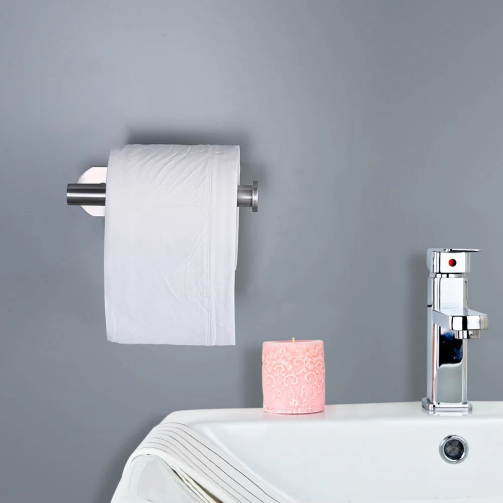 

304 Stainless Steel Holder Round Toilet Roll Holder Free Punch for Bathroom Kitchen (Silver)