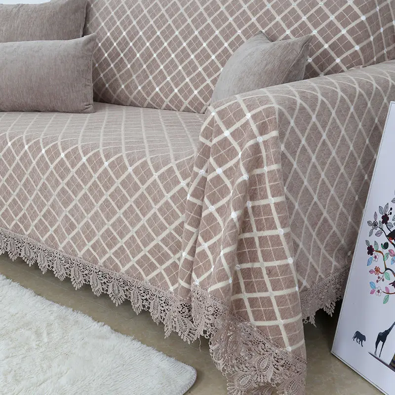 Моющееся покрывало для защиты мебели с бахромой легкий сетчатый чехол дивана