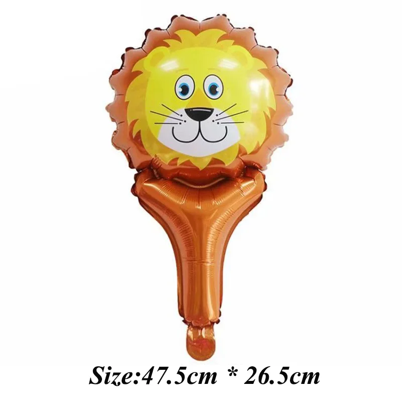 50Pcs/Lot Handheld Animal Head Foil Balloons Tiger Lion Inflatable Air Ballon Jungle Birthday Party Decorations Kids Toys Globos - купить по