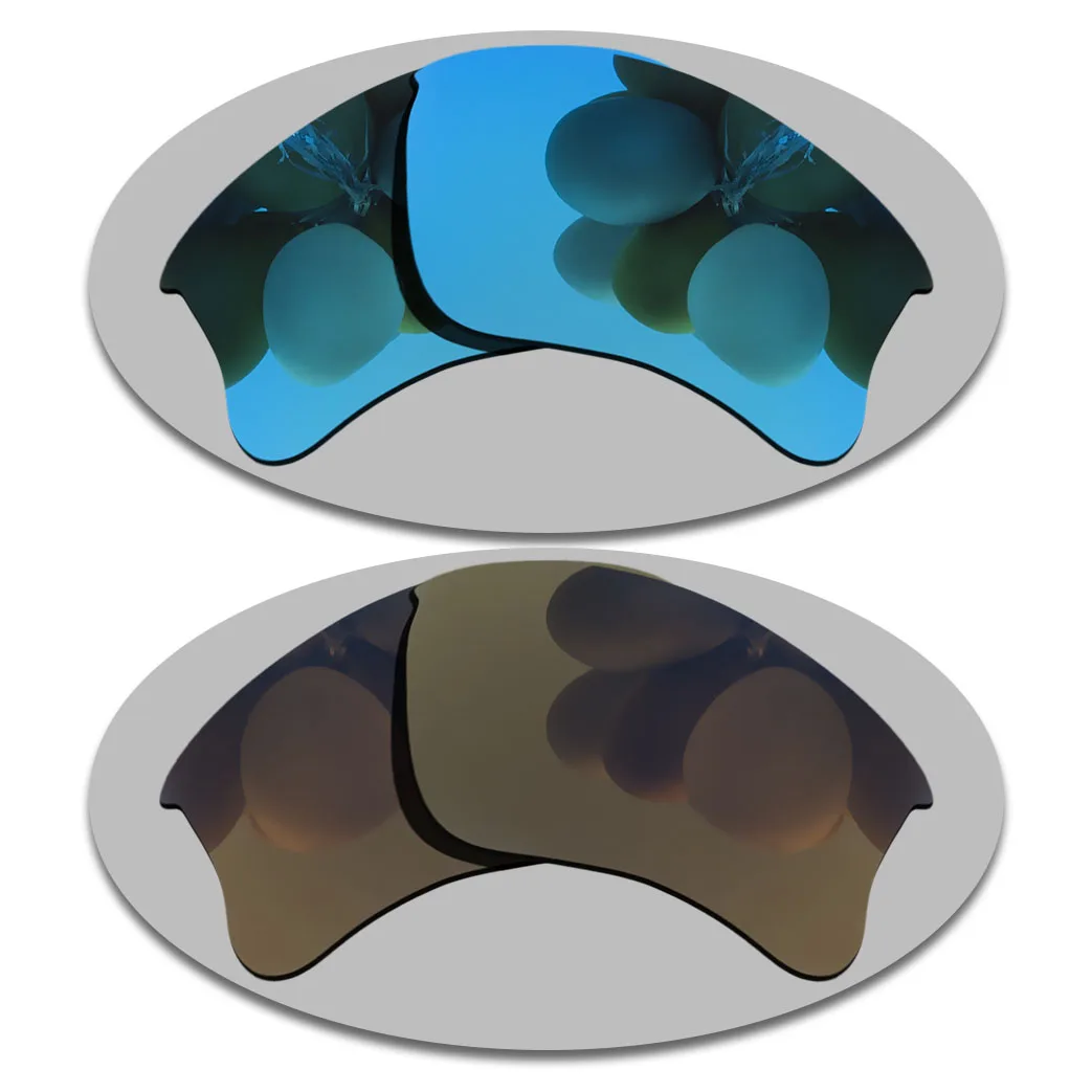 

(Ice Blue+Bronze Gold Mirrored Coating) 2-Pairs Polarized Replacement Lenses for Flak Jacket XLJ 100% UVA & UVB Protection