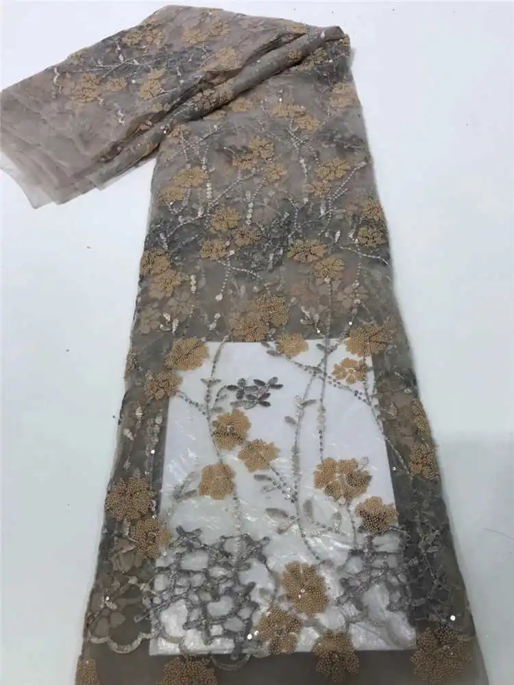

Latest High Quality Elegant African Bead tube Fabric 2021 Classic Embroidery Tulle lace For Wedding Dress NN53_z