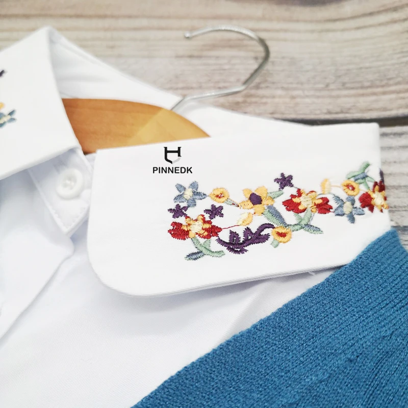 Цветочная вышивка винтажный женский съемный фальшивый воротник милая кукла для