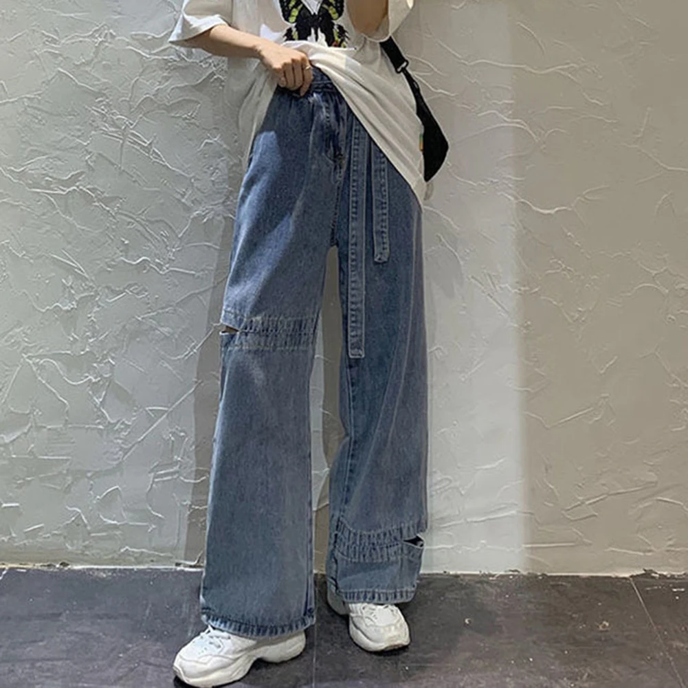 

Jeans Y2k Mujer Streetwear High-Waisted Jeans Ripped Wide-Legged Wide-Leg With Waist Wide Loose Straight Leg Women's Four Season
