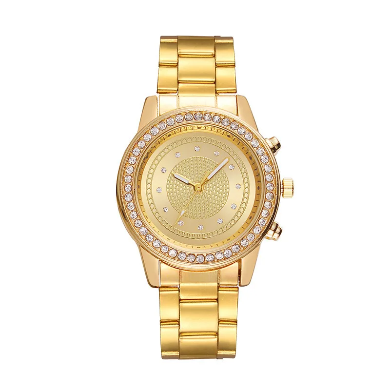 Модные женские часы Geneva кварцевые reloj mujer из нержавеющей стали розового золота