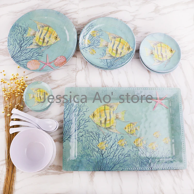 Набор тарелок для посуды пластиковые тарелки зарядные устройства меламиновая