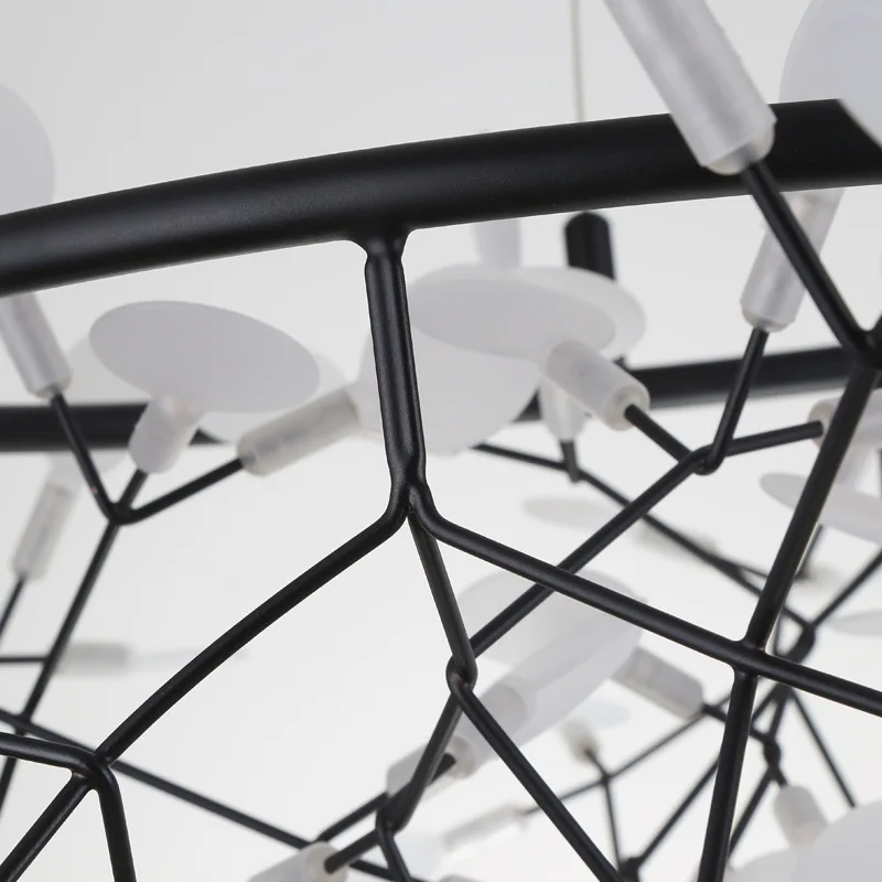 

New Nordic Netherlands Designer White Leaf Lens Modern Firefly Chandeliers Tree Branch Living LED Chandelier Great Circle Lamp