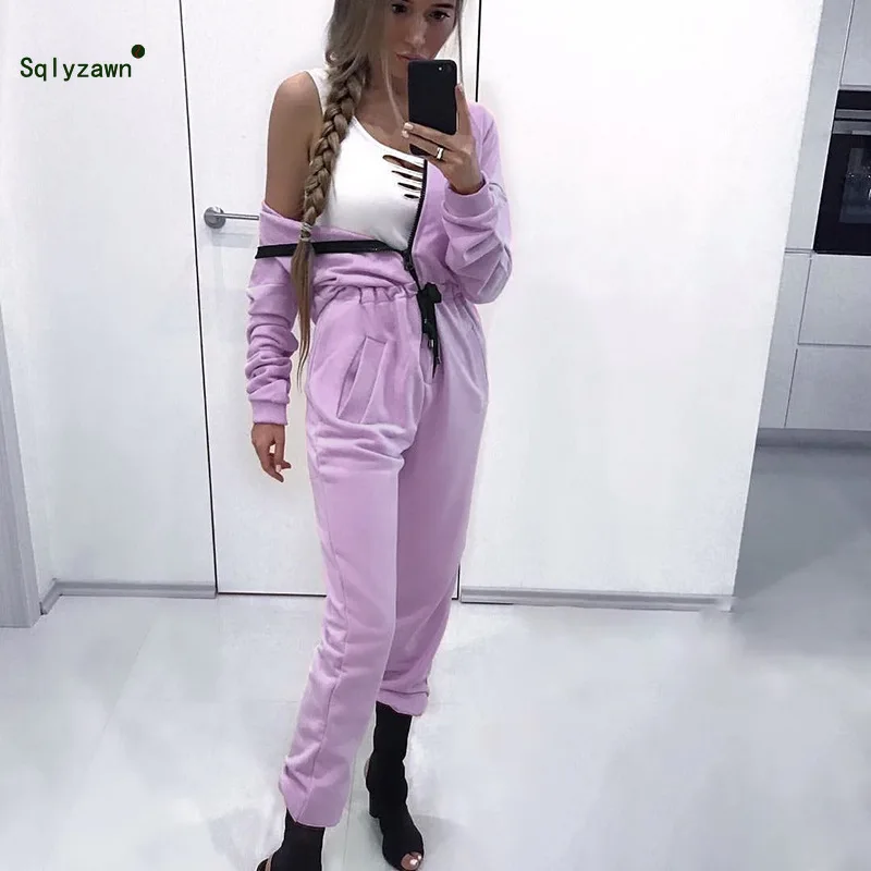 Цельный спортивный комбинезон с капюшоном на осень и зиму уличная одежда