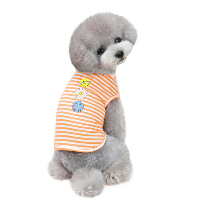 

Spring Summer New Fashion Striped Thin Dog Vest Pet Dog Cat Sunflower Striped Clothes Dog Shirts