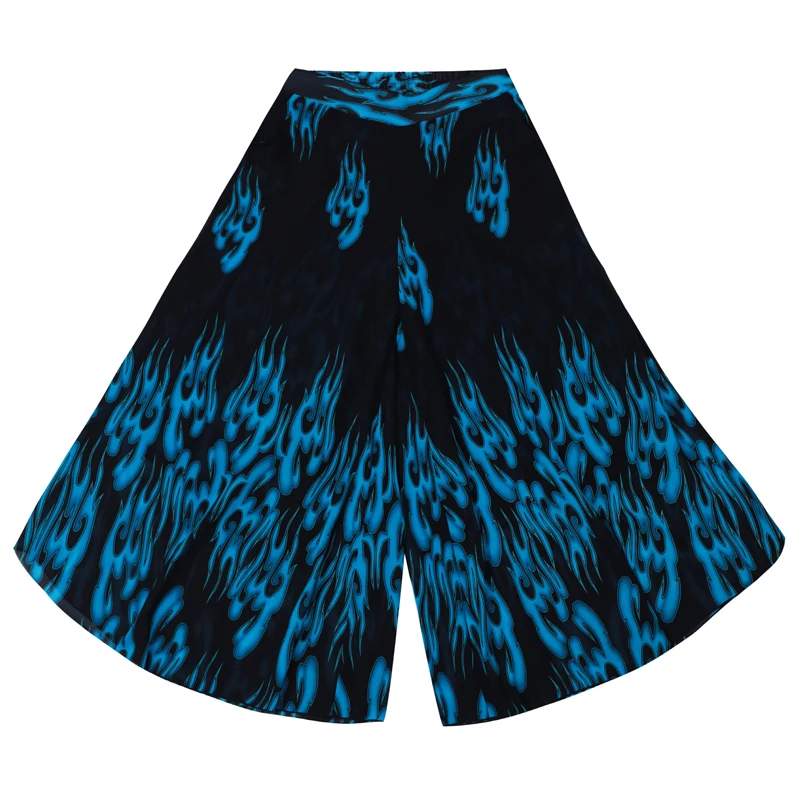 

7 Colors Women Pants Summer Chiffon Loose High Waist Wide Leg Pants For Woman Casual Print Ankle-Length Trousers